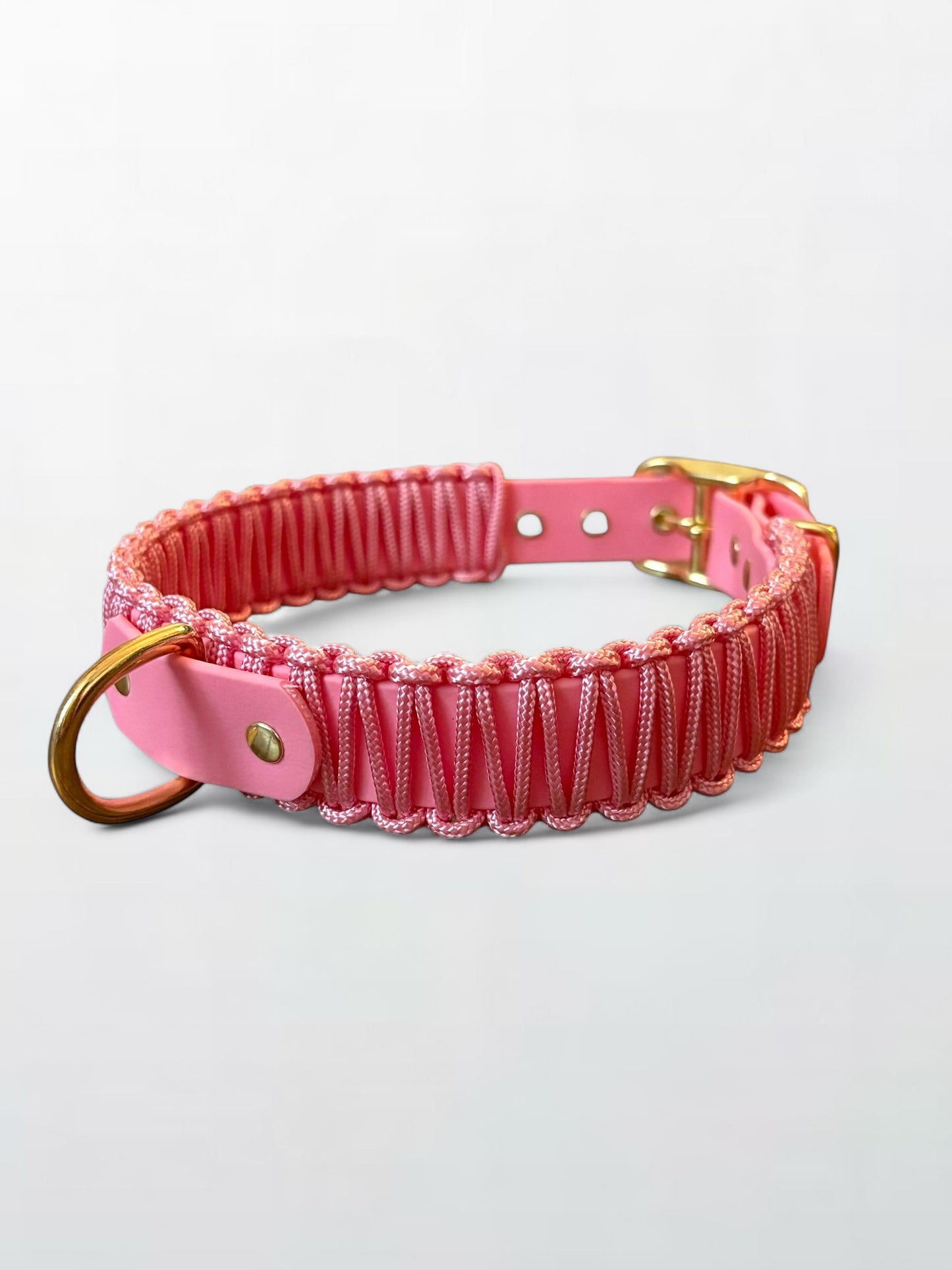 collier réglable en Biothane et corde rose