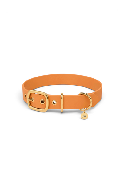 Collier réglable pour chien haut de gamme en Biothane pêche Peach Please fait main par PLI Paris.