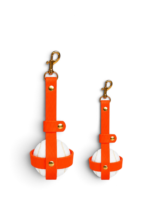 Porte-balle en Biothane Orange Mécanique fait main PLI Paris