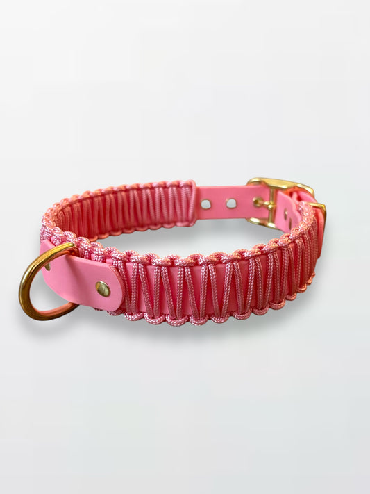 collier réglable en Biothane et corde rose